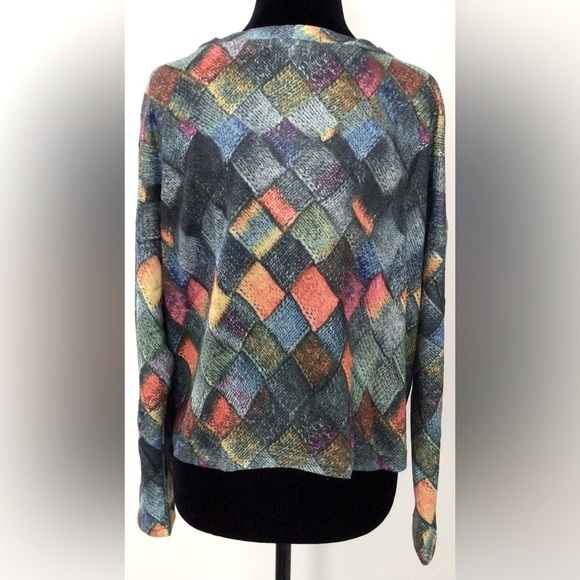 NEW Multicolor Diamond Print Cardigan Women Small-Medium LS *BUNDLE OFFER* - Picture 2 of 3